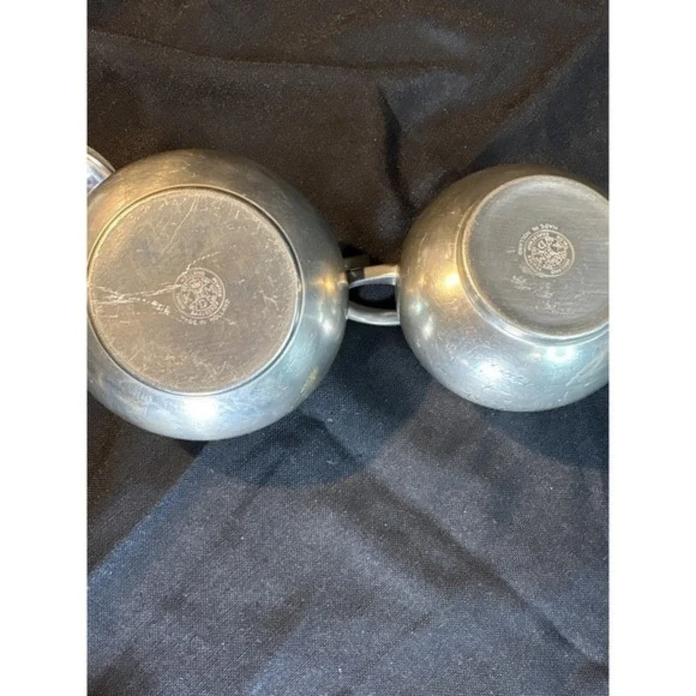 Vintage Pewter Sugar Bowl and Creamer Set with‎ Lid Made in England